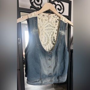Free people Denim Vest with Lace Back